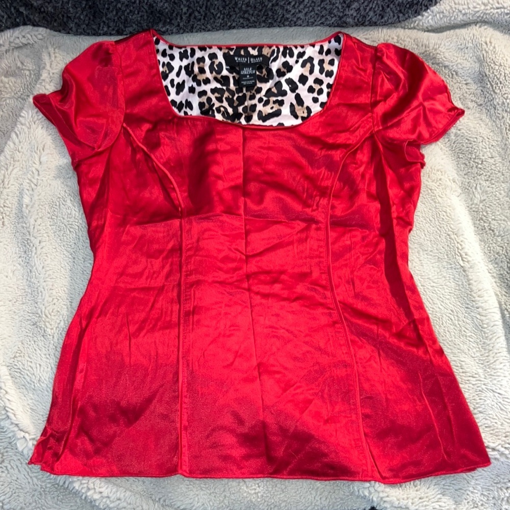 White House Black Market Silk Stretch Blouse, Size 0